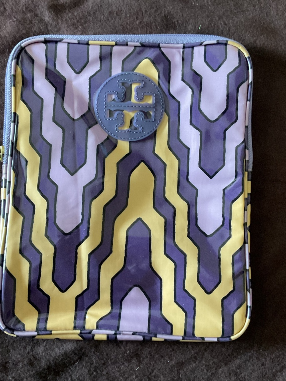 Tory Burch Yellow and Purple Geometric Zip Pouch